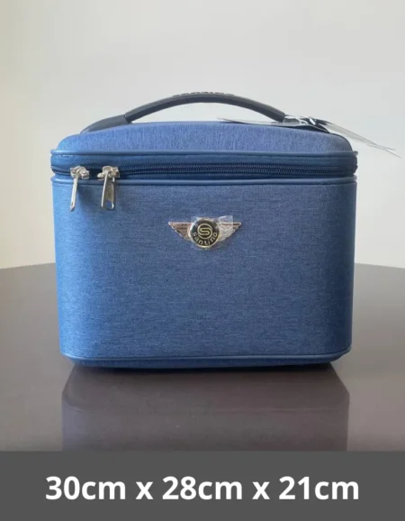 Frasqueira Necessaire Maleta de Mão Tecido Azul Santino