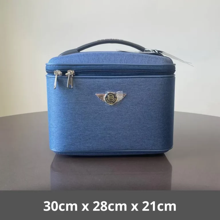 Frasqueira Necessaire Maleta de Mão Tecido Azul Santino QRF12002U02